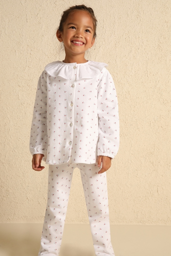 Pyjama met kraag bui PINK FLOWER