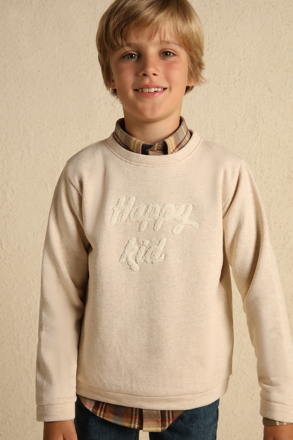Embroidered sweatshirt bui BEIGE HEATHER