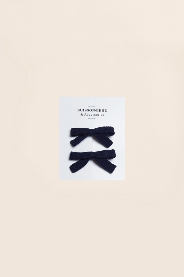 Hairclip bowtie cashmere x 2 NAVY