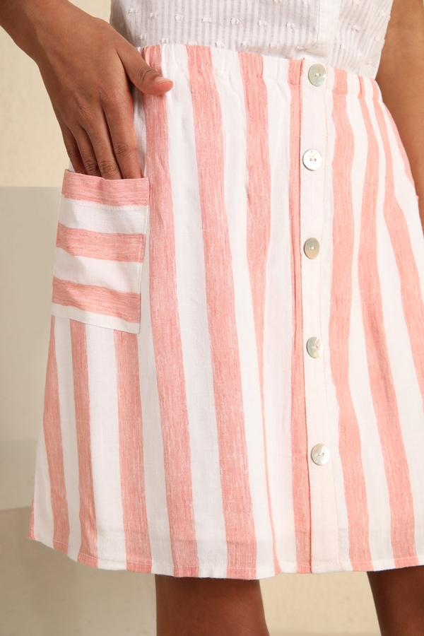 Skirt with buttons bui PINK BIG STRIPE