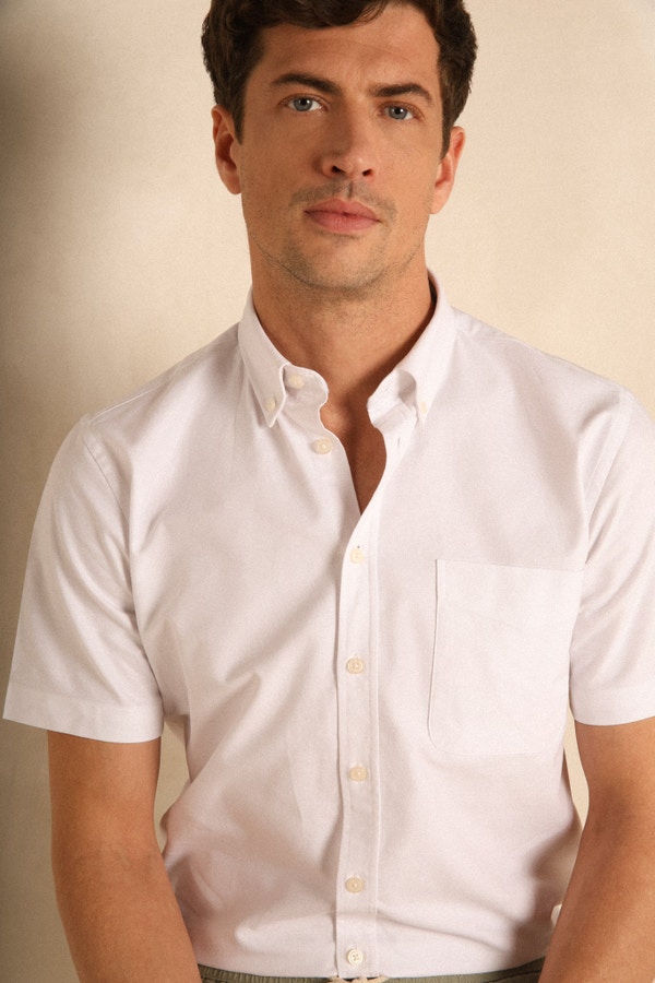 Shirt with short sleeves WHITE OXFORD