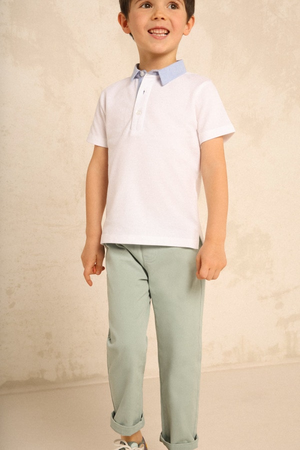 Polo shirt with cotton collar WHITE