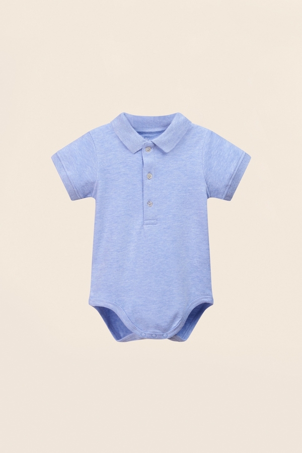 BB body polo collar with short BLUE LIGHT HEATHER