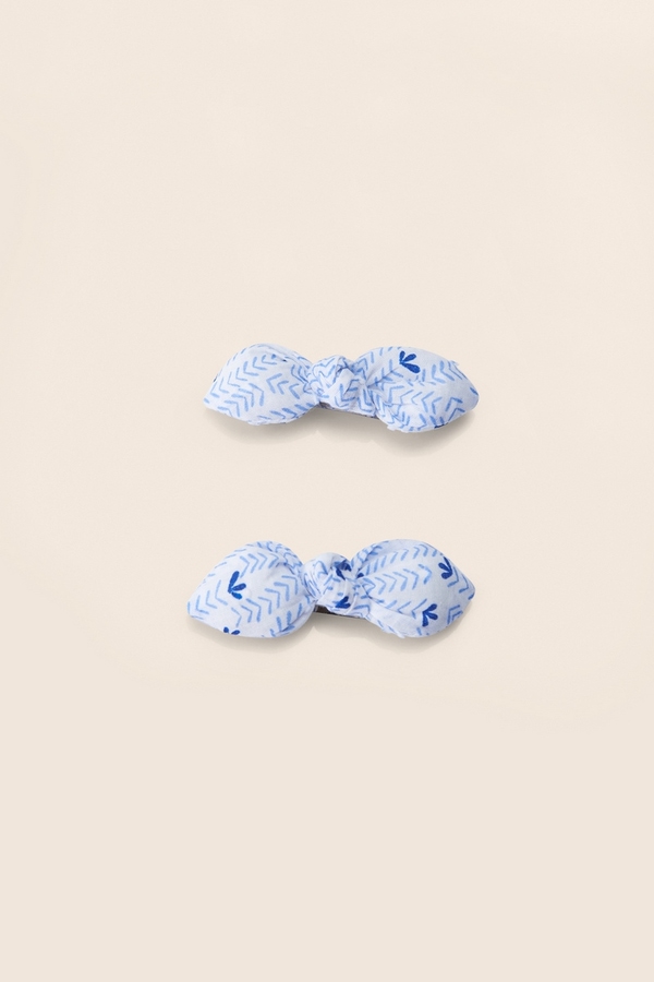 Hairclip with bow-tie 2X BLUE FLOWER