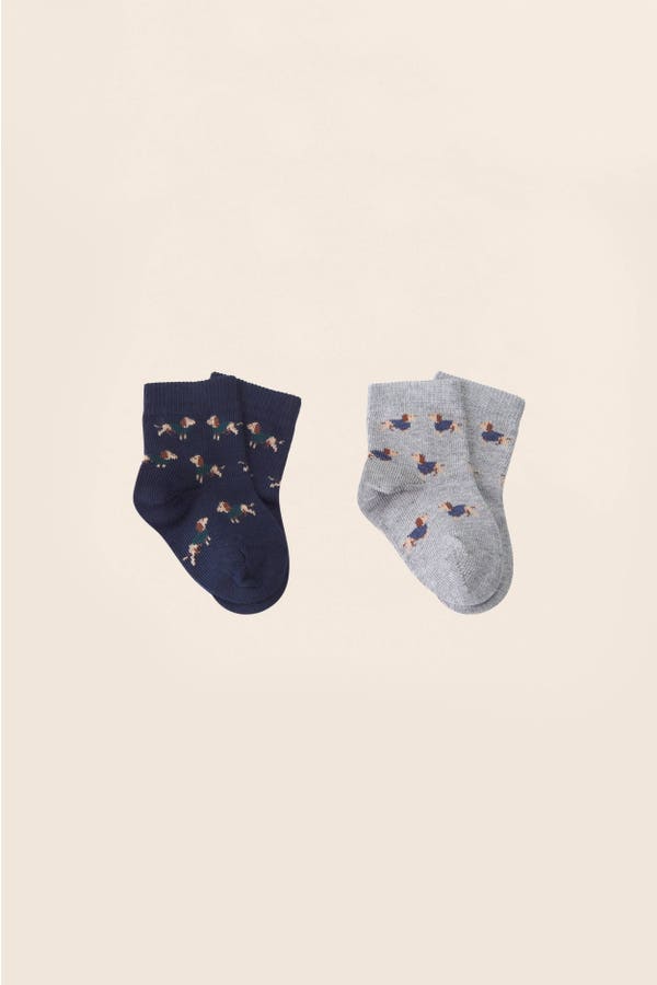 BB chaussettes x 2 chiens GREY NAVY