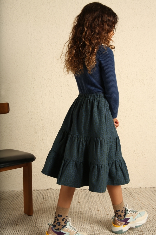 Mid-length skirt bui GREEN HEATHER PRINT