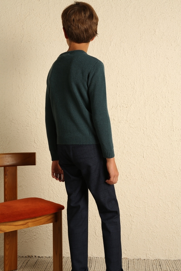 Pull lambswool brodé bui GREEN HEATHER