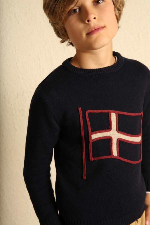 Pull lambswool brodé bui NAVY