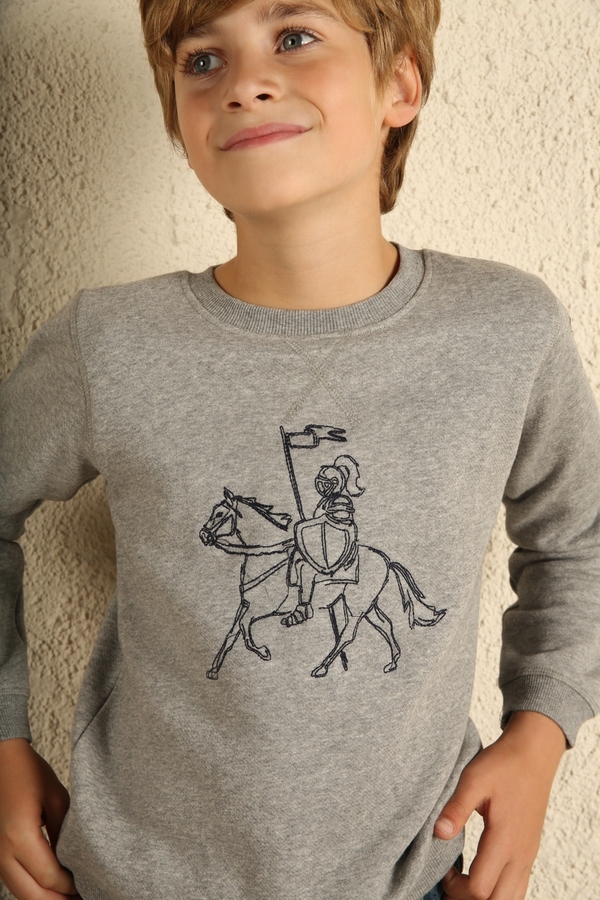 Embroidered sweatshirt bui GREY HEATHER