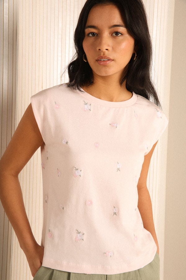 Geborduurde t-shirt POUDRE EMBROIDERY