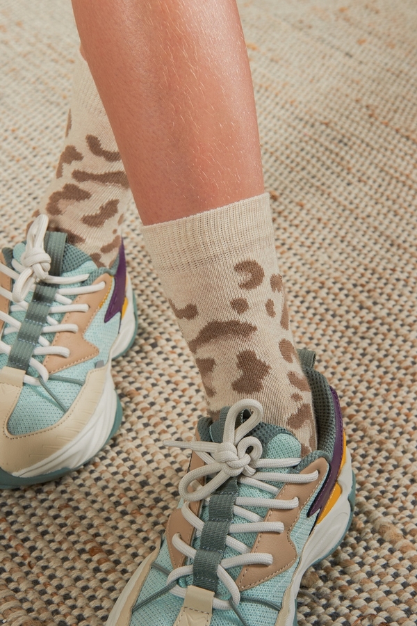Socks leopard BEIGE HEATHER