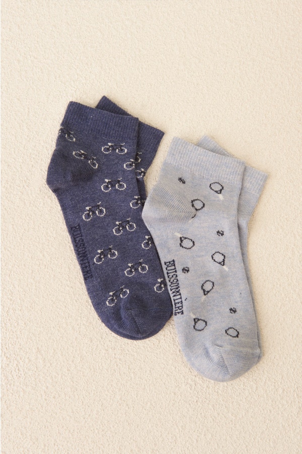 Patterned socks X 2 pairs BLUE
